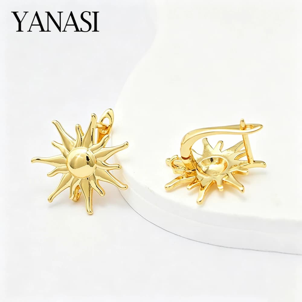 Sun Star Shape 18K Gold Plated Brass Earwires Earring Hooks Clasps For Women Earring Making Accessories Jewelry…
