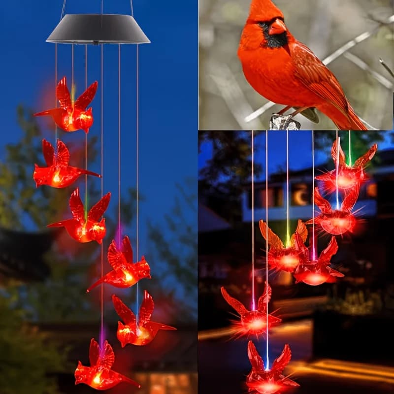 Solar-Powered Flaming Bird Wind Chime Lights for Outdoor Use, Featuring Waterproof Design And Vibrant Colors, Perfect…