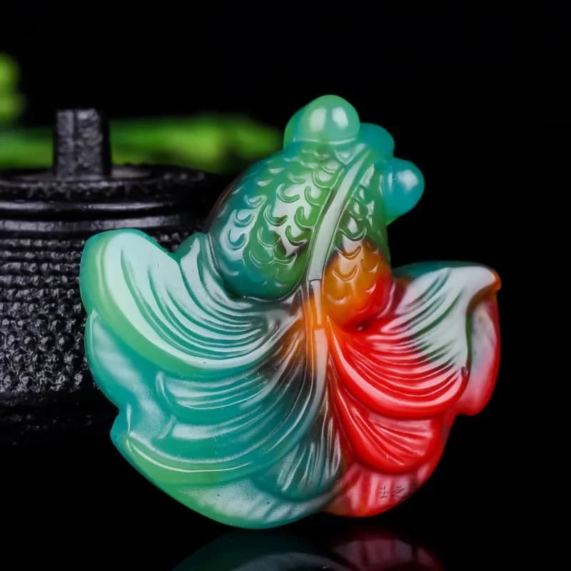 Chinese Natural Colour Jade Goldfish Pendant Necklace Hand-carved Charm Jadeite Jewelry Fashion Amulet Gifts for Women…