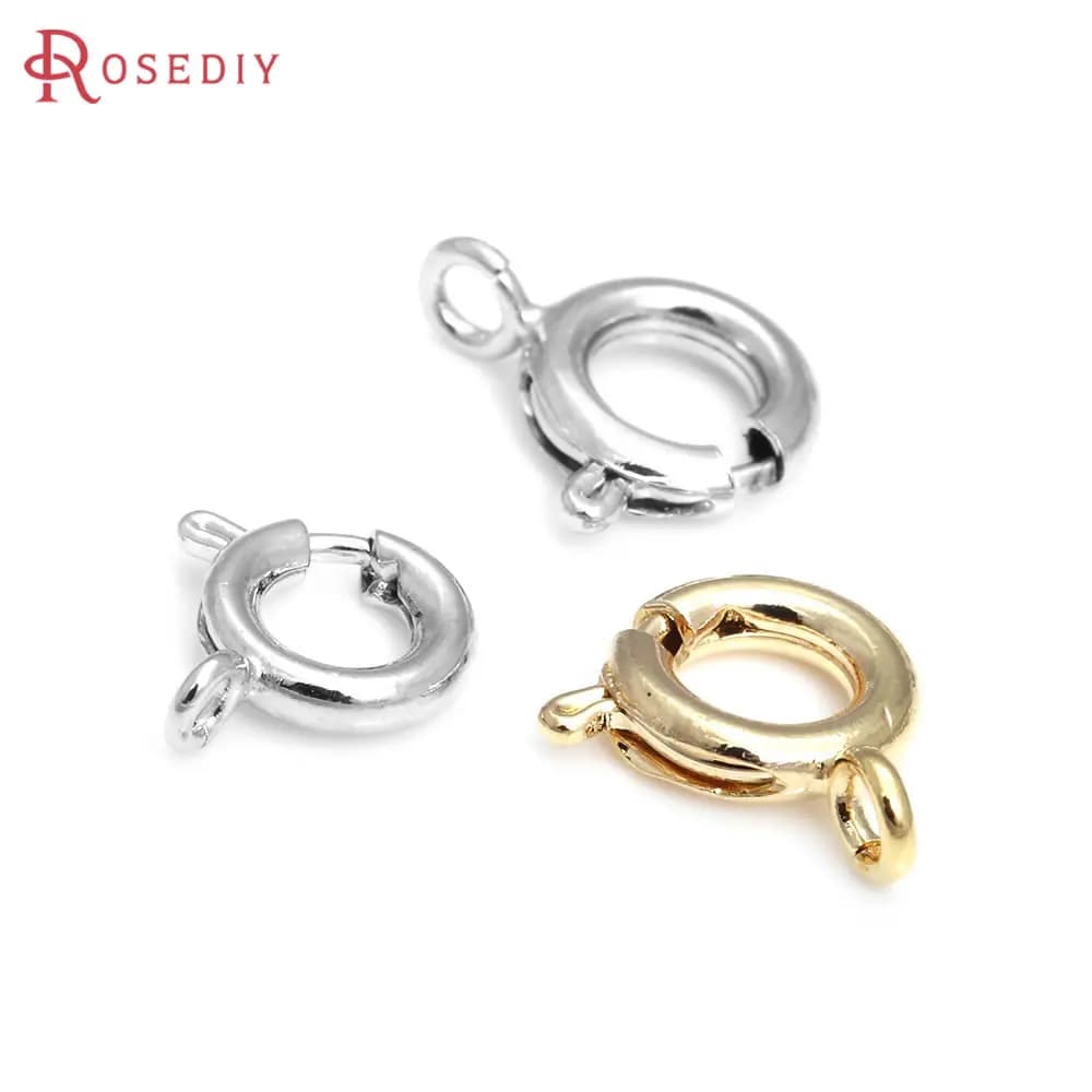 Diameter 5MM 6MM 7MM 18K Gold Color Plated Brass Spring Round Clasps Necklace Clasps Jewelry Findings Accessories…
