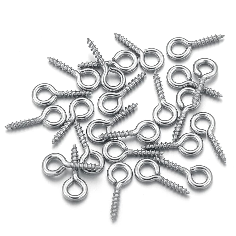 100pcs/lot Stainless Steel Mini Screw Eye Pins Pendant Buckle Threaded Hole Metal Material for DIY Craft Jewelry…