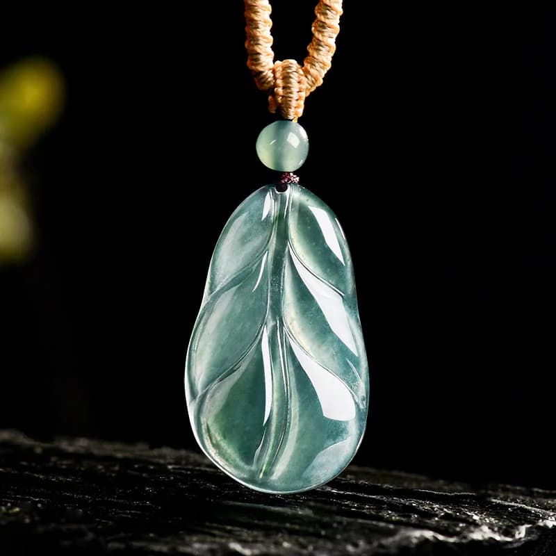 Myanmar Jadeite Leaf Pendant Gifts for Women Real Jade Talismans Fashion Designer Natural Gemstone Accessories Vintage…