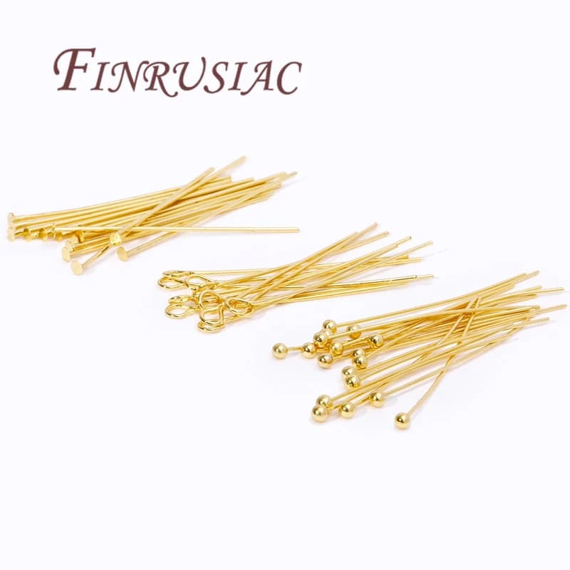 50Pcs 20-50mm Gold Plated Pins For Jewelry Eye Pin/Ball Head Pin/Flat Head Pin For DIY Jewelry Making Supplies…