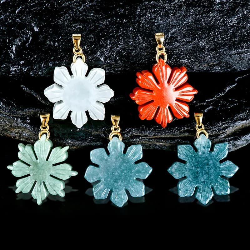 Myanmar Jade Sunflower Pendant Necklace Real Burmese Jadeite Amulet Natural Jewelry Carved Fashion 18K Gold Plated Choker