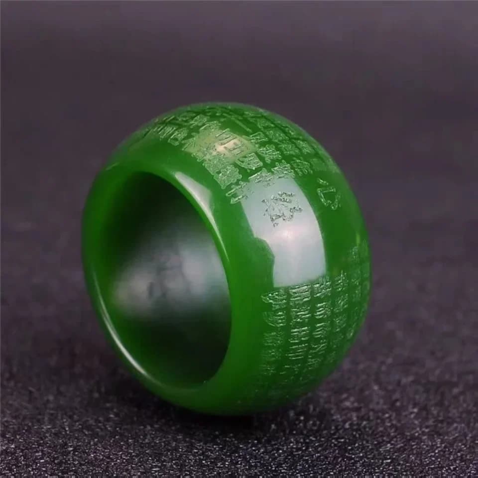 Natural Green Jade 22mm Ring Heart Meridian Jadeite Buddhism Amulet Fashion Charm Jewelry Hand Carved Crafts Gifts…