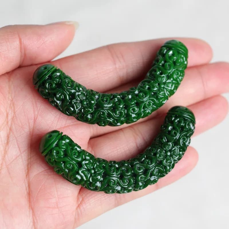 1pc Natural A Green Jade Dragon Bending Strip DIY Bracelet Bangle Charm Jadeite Jewellery Fashion Accessories Amulet…