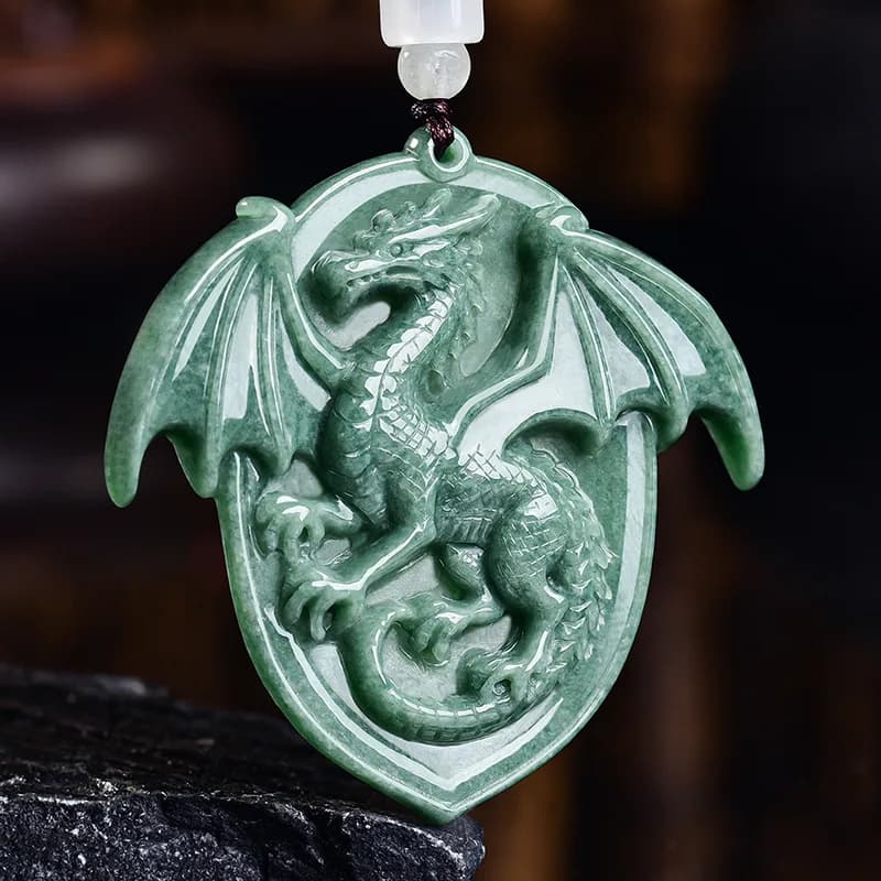 Natural Burmese Jadeite Dragon Pendant Necklace Gemstone Carved Amulet Vintage Luxury Real Jade Jewelry Charm Gifts…