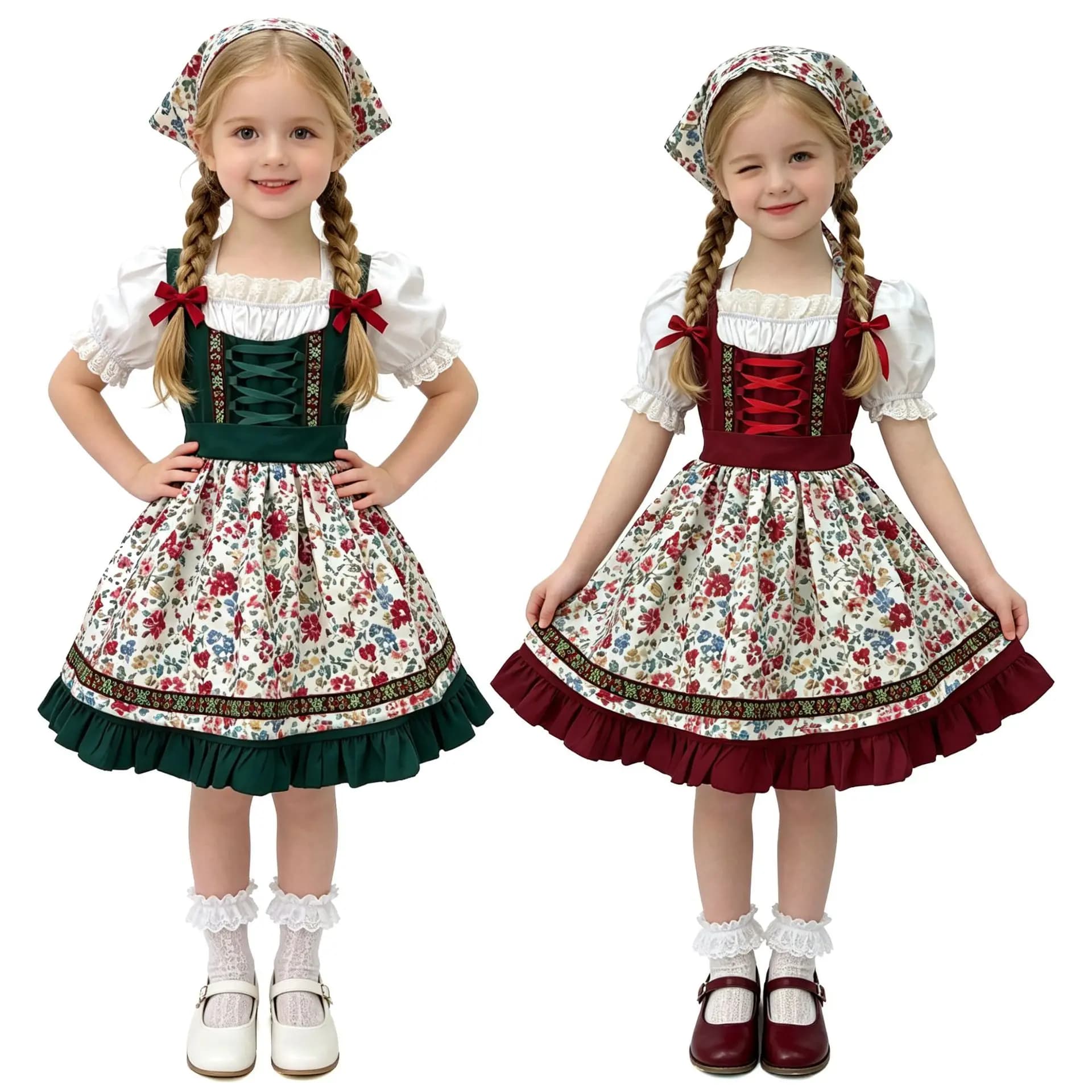 Munich Beer Festival Children's Performance Costume Bavarian Dirndl Floral Dress Cross-Border Girls' Clothing Ethnic…