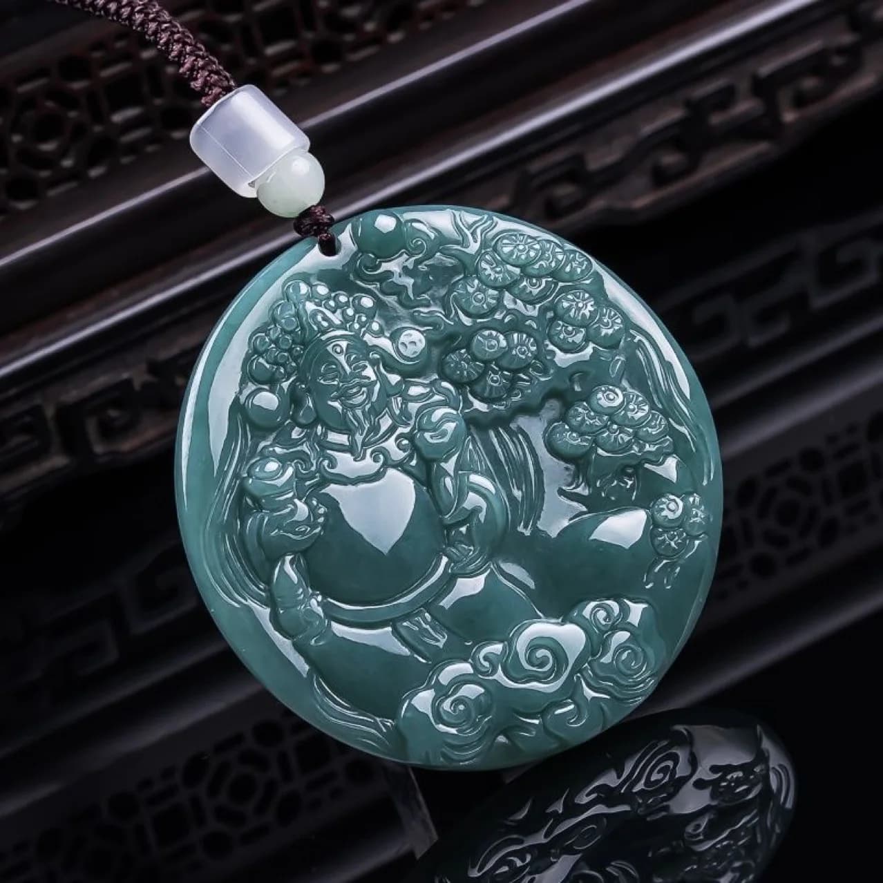 Burmese Jadeite God of Wealth Pendant Talismans Gifts for Women Vintage Accessories Luxury Jewelry Real Jade Charm…