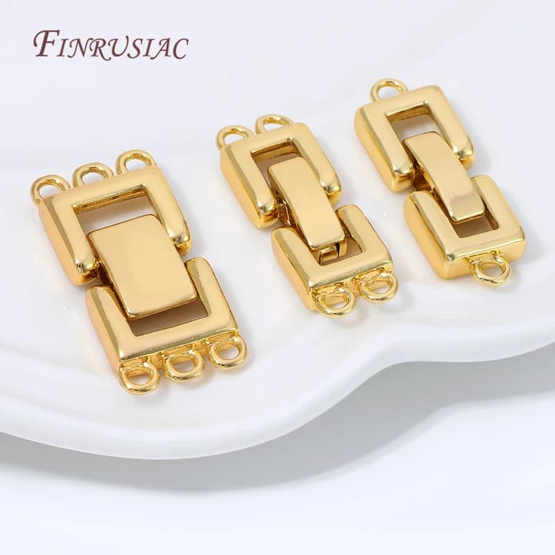 18K Gold Plated Multi Strands Clasp Connector Rectangle Layered Pearl Bracelet Clasp Multi Loops DIY Jewelry Making…