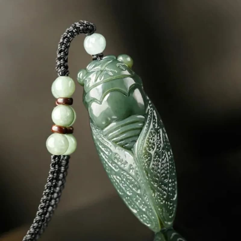Natural Hetian Jade Cicada Pendant Beads Necklace Charm Jewellery Fashion Accessories Hand-Carved Amulet Gifts for…