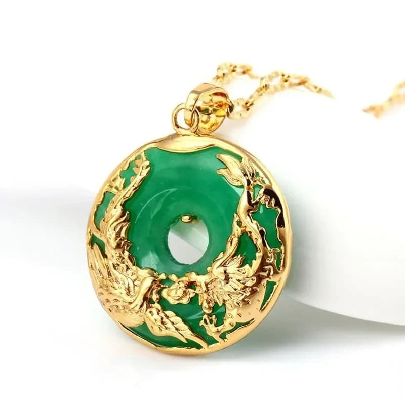 Natural Green Hetian Jade Pendant Lucky Dragon Phoenix Necklace Chinese Jadeite Amulet Fashion Charm Jewelry Gifts