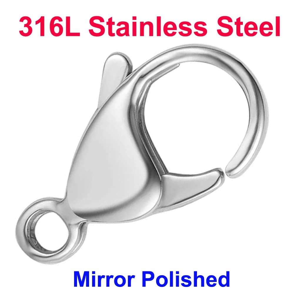 20/30/40 316L Stainless Steel Lobster Clasps Wholesale Mirror Polished 9-19mm 18k Gold Vacuum Plated Diy Jewelry…