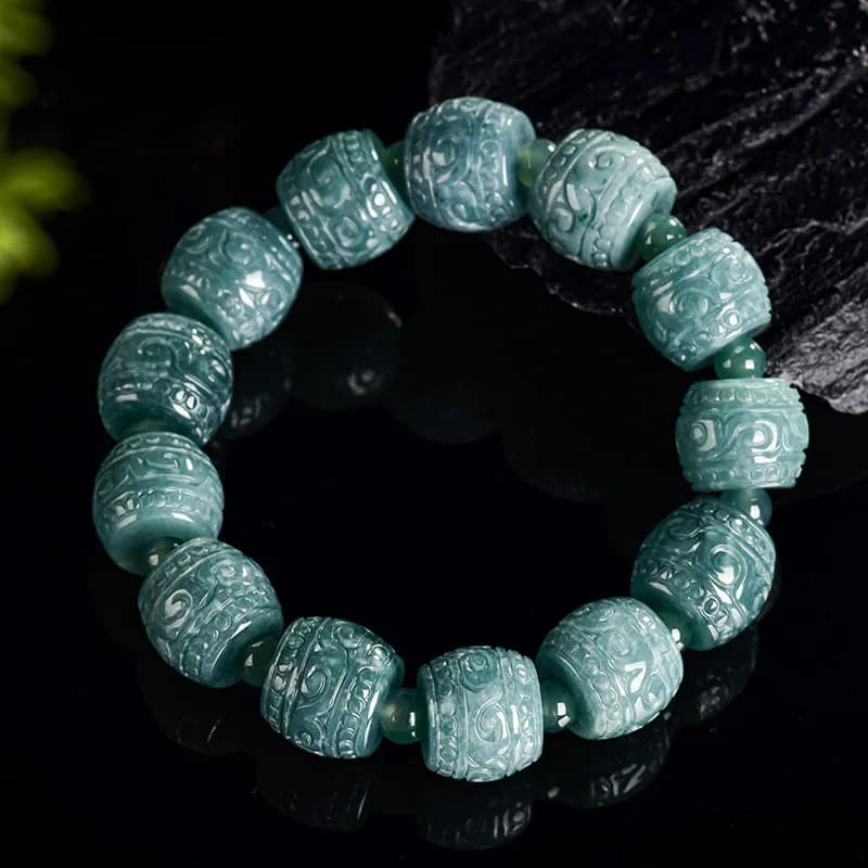 Natural Burmese Jadeite Carved Bead Bracelet Fashion Jewelry Real Jade Carved Gemstone Charm Talismans Bangle Gifts…