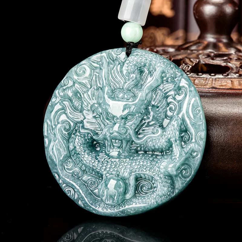 Burmese Jadeite Dragon Pendant Necklace Gifts for Women Fashion Accessories Natural Gemstone Vintage Burmese Jade Real…