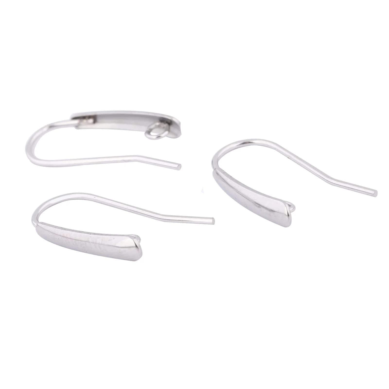 40pcs Stainless Steel Earring Hooks Findings With Loop Diy Ear Wire Clasps For Jewelry Making Supplies 12x21mm