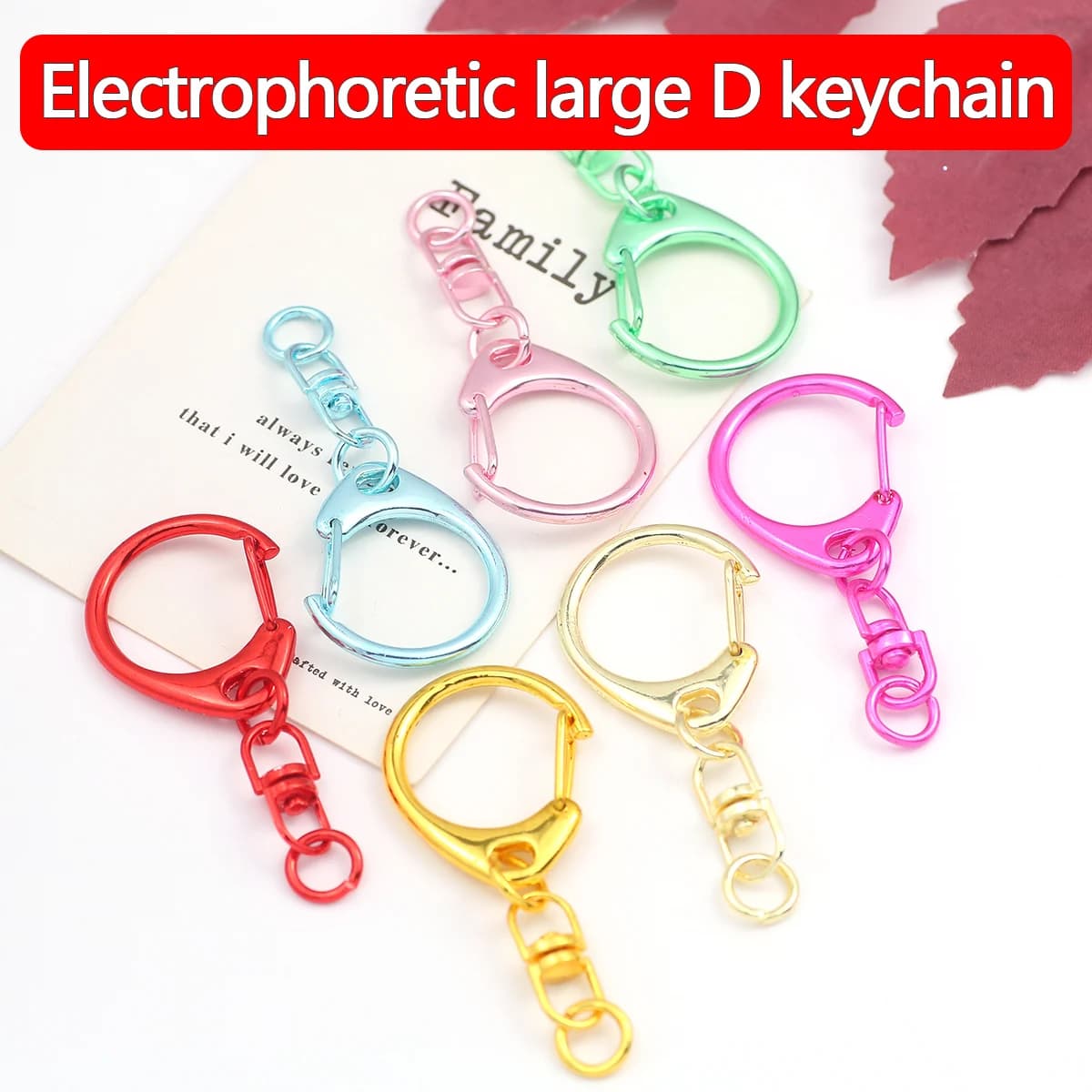 32mm 1pcs Mixed color Electrophoresis Metal Alloy Large D Lobster Clasp Chains With Connecting Jump Rings For Handmade…