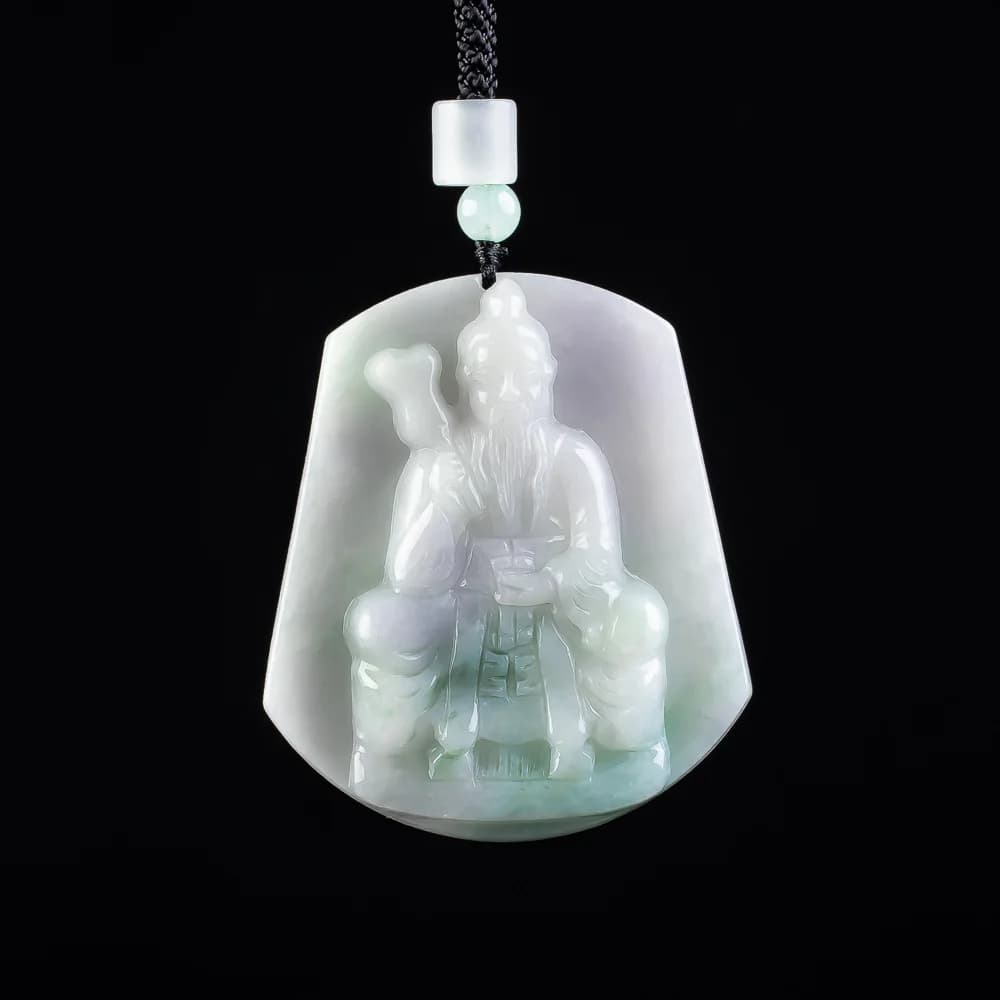 Real Jade Natural Emerald Primordial Heavenly Lord Pendant Necklace Carved Charm Jadeite Jewelry Fashion Charm Amulet…