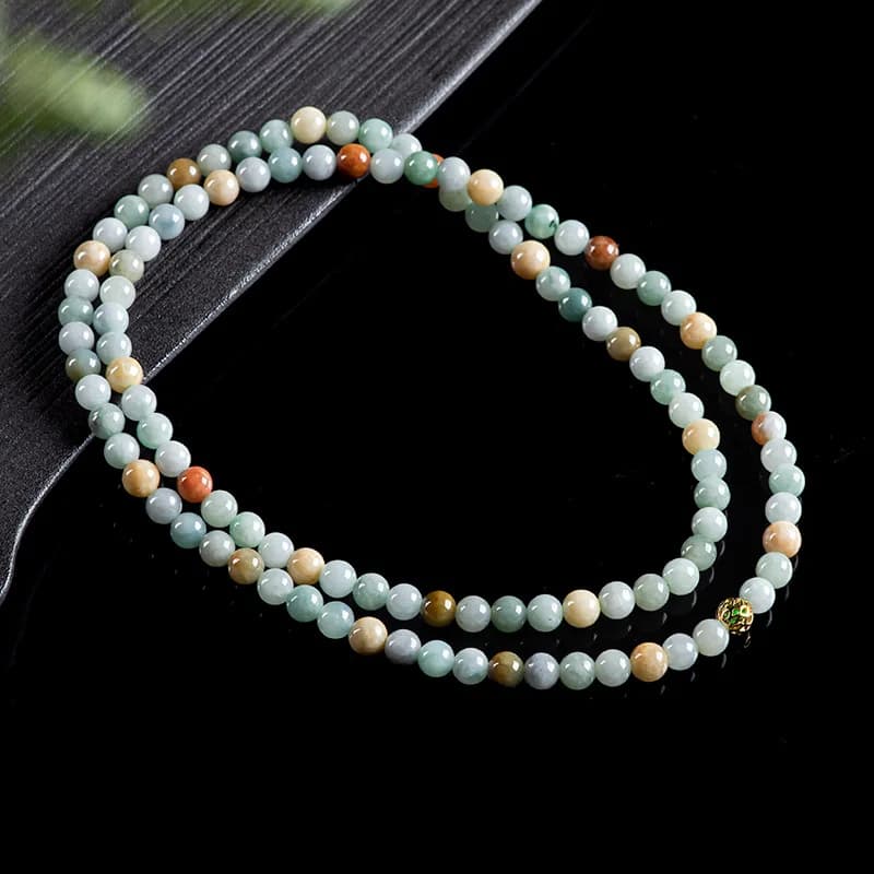 Burmese Jadeite Beads Bracelet Necklace Real Jewelry Charm Amulet Stone Vintage Natural Burmese Jade Carved Gemstone…