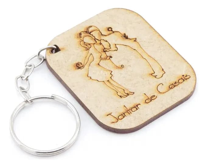 Chaveiro Maxdecor Decorações Chaveiro personalizado jantar casais kit 50u marrom