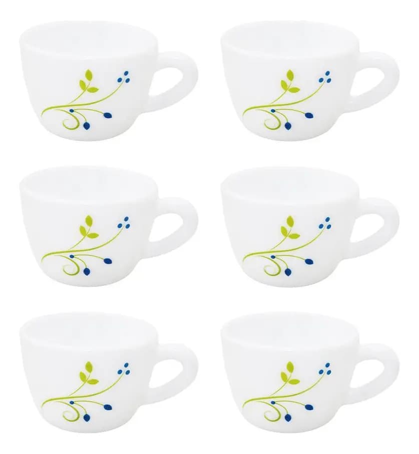 Jogo Xícaras Vidro Branca Tropical Chá Café 6 130ml