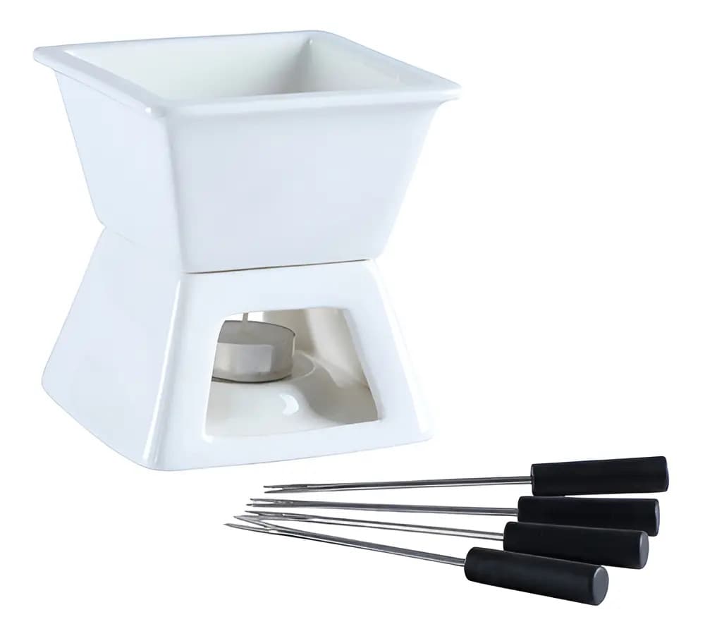 Kit Fondue Cerâmica Branco Haüskraft 7 Peças Capacidade 400ml