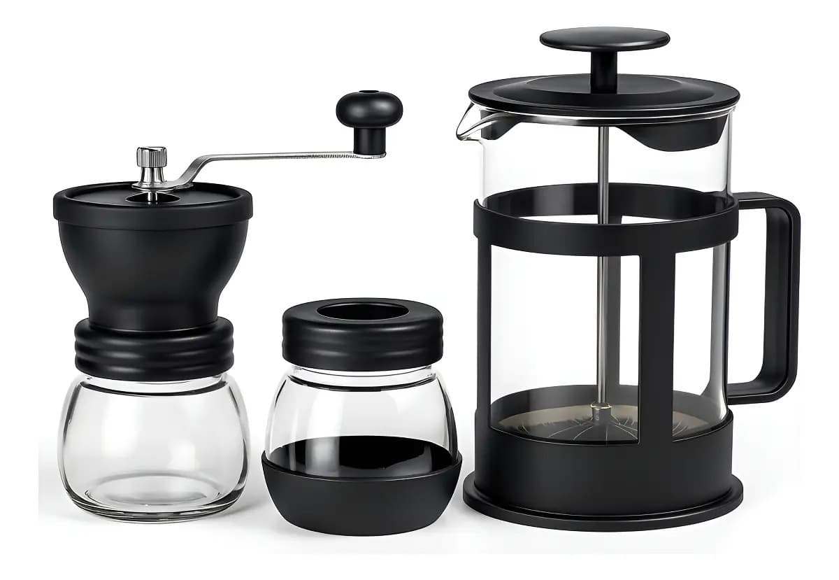 Café Moedor Manual + Cafeteira Prensa Francesa 350ml