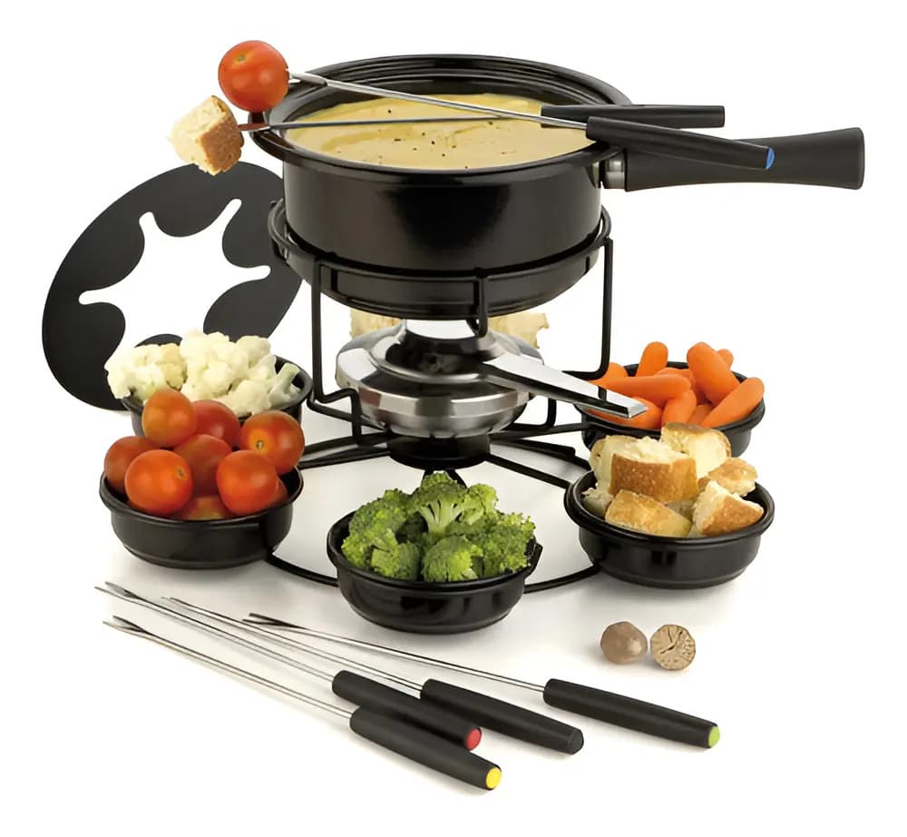 Kit Fondue Completo Aço Inox 16 Peças Carroussel Viena