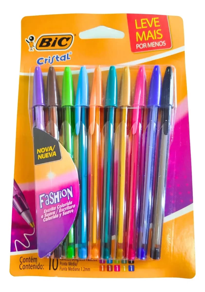 Kit Canetas Bic Cristal Fashion Versátil Otimiza Organização Fácil Configurar Coloridas Suave