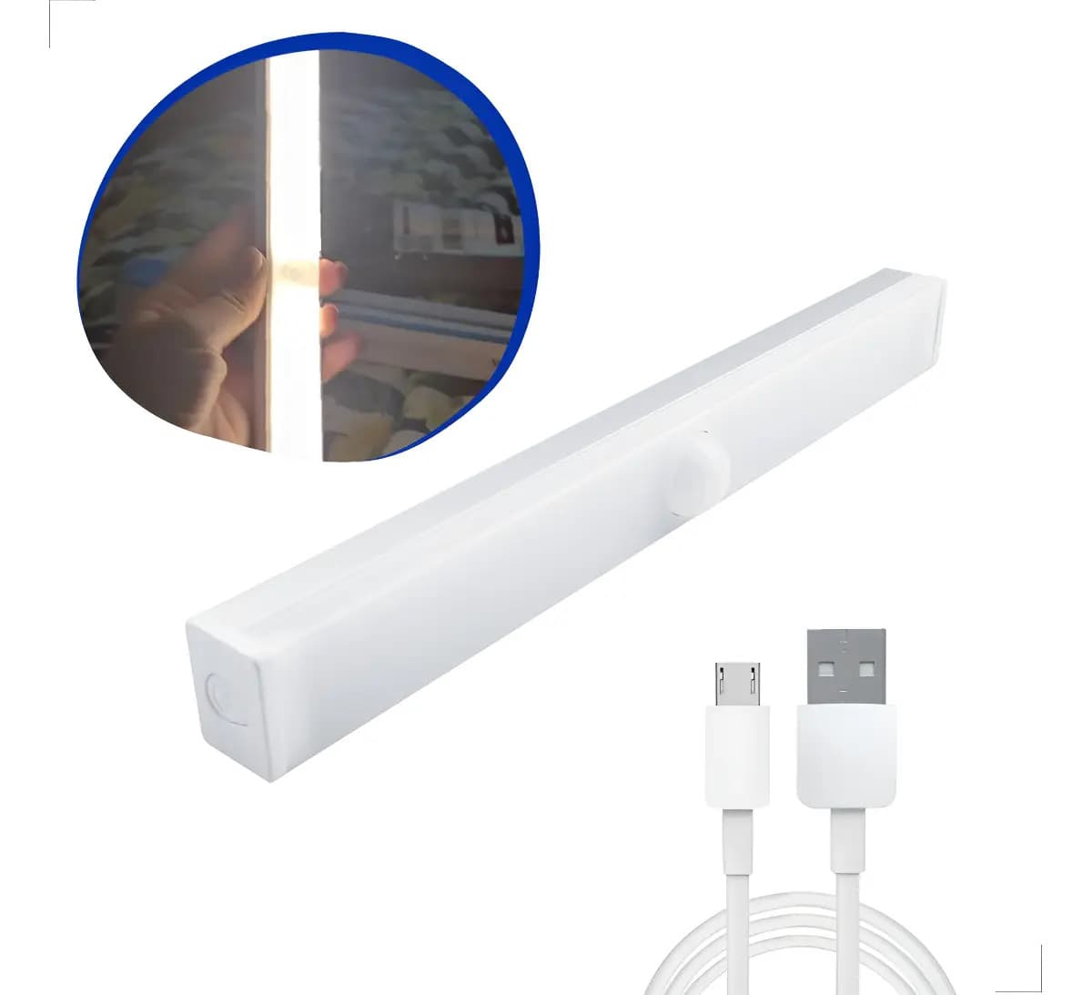 Luminária LED Recarregável USB Sensor Presença Branco 30cm
