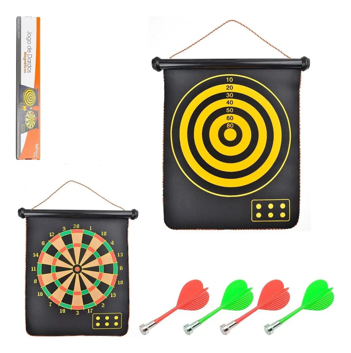 Jogo Dardos Magnéticos Dupla Face Wellmix 30cm Infantojuvenil