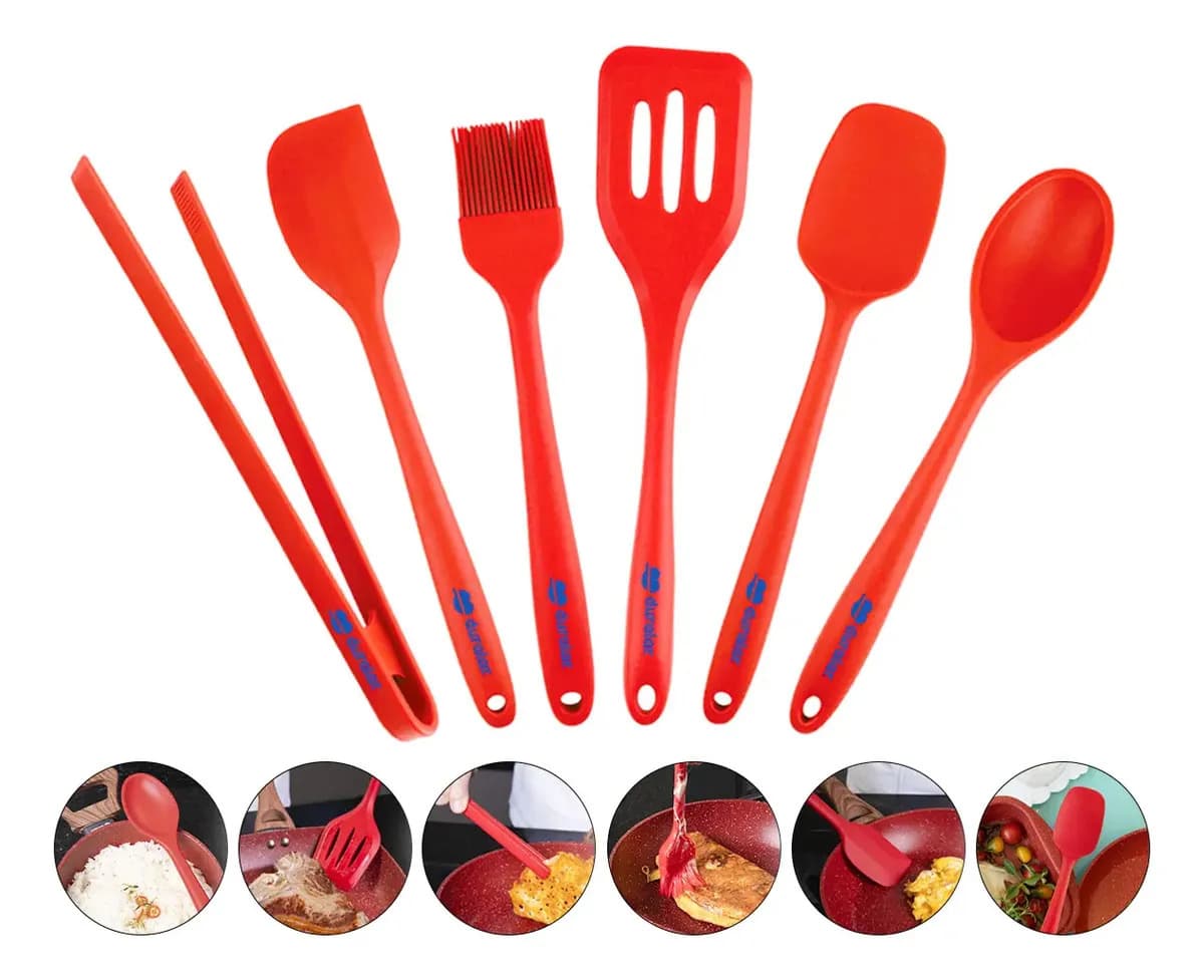 Kit Utensílios Cozinha Silicone 6 Peças Espátula Duralar