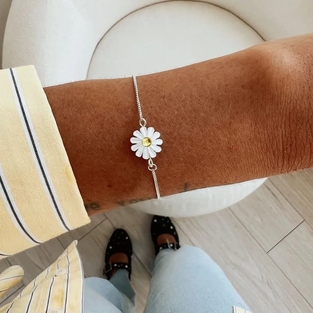 Pulseira Feminina Prata Margarida Madrepérola