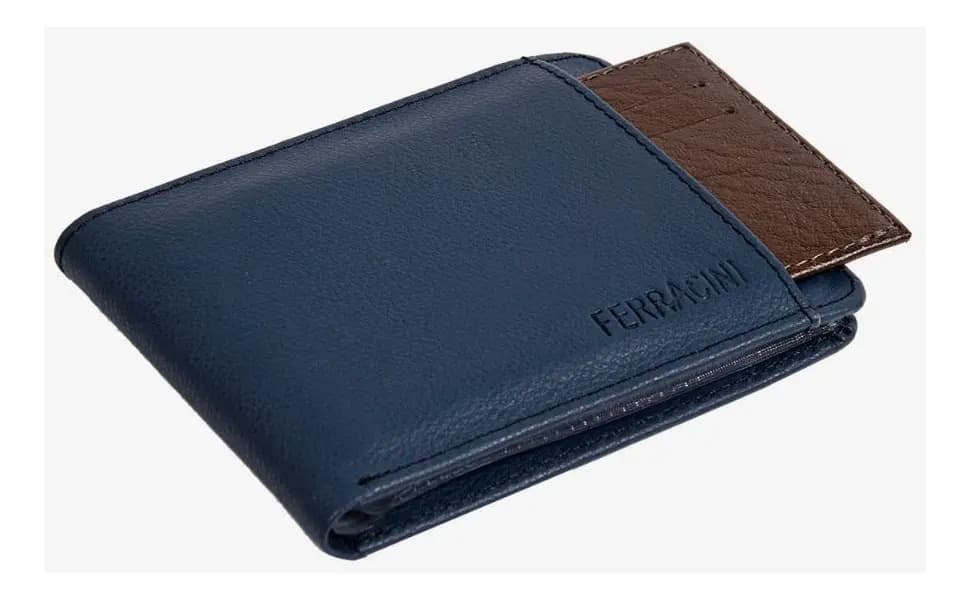 Carteira Couro Ferracini Masculina Cfb031h Cor Marinho