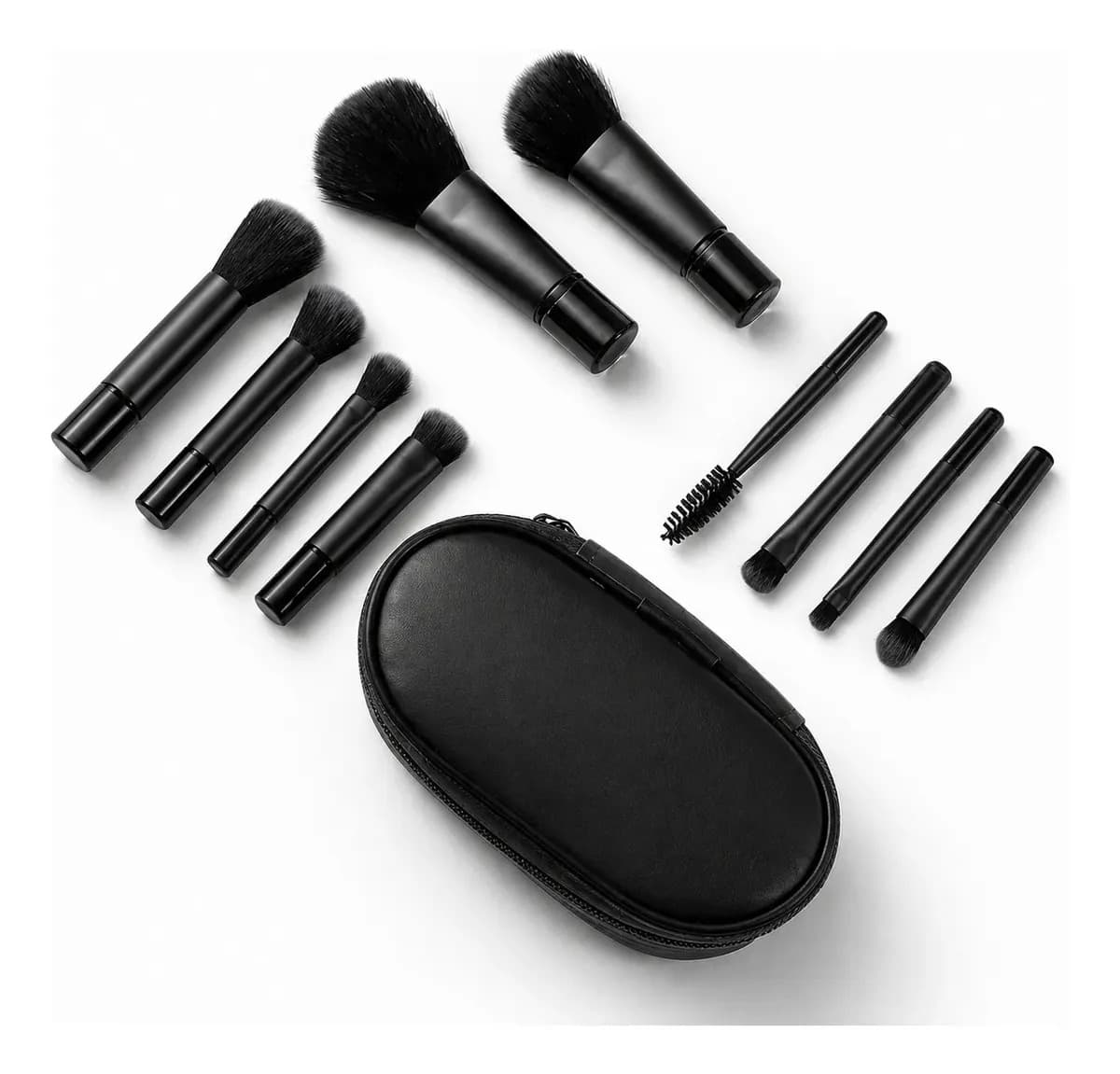 Kit 10 Pincéis Maquiagem Profissional Cerdas Macias Preto