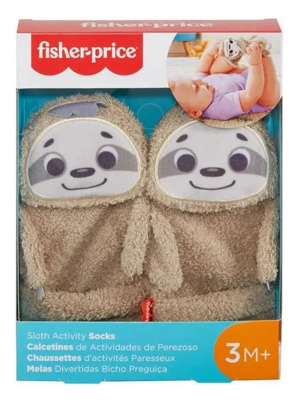 Par de Meias Divertidas de Preguiça Fisher-Price para Bebês, 3 Meses+