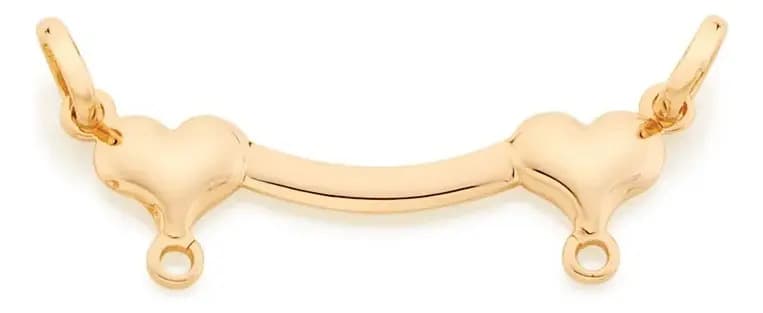 Pingente Rommanel Canga 2 Corações Banhado Ouro 18k