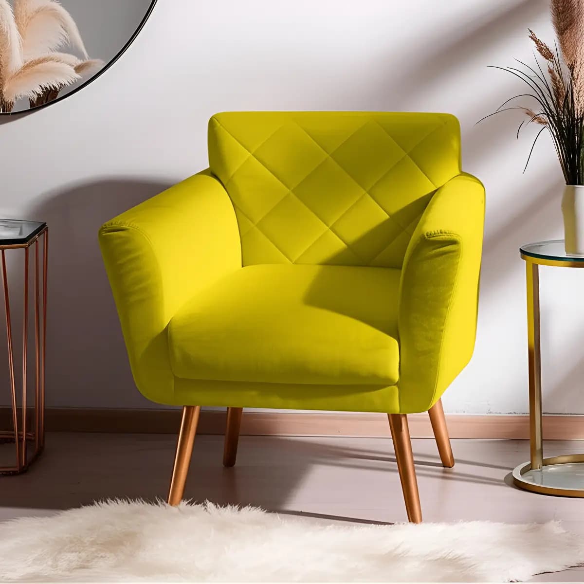 Poltrona Decorativa Sabrina Corino Amarelo