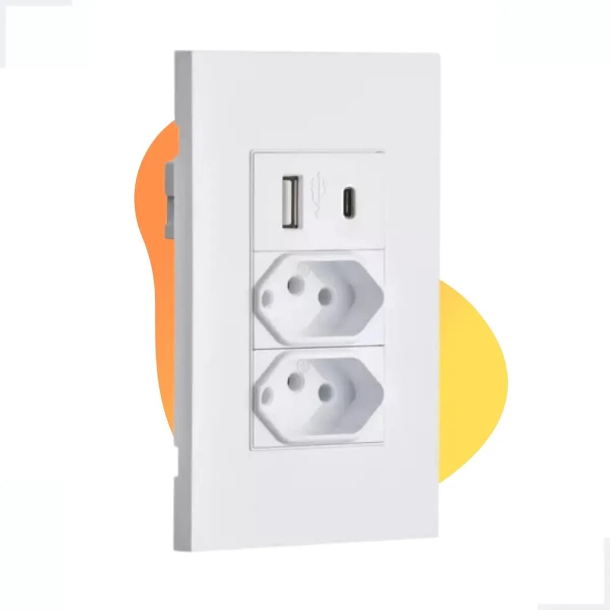 Tomada Usb Tipo C Parede Universal 4x2 Carregador Turbo Cor Branco