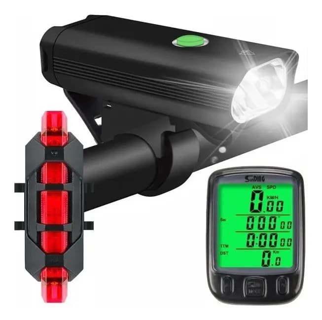 Kit Acessórios Bike Farol + Pisca + Velocímetro Digital Vermelho