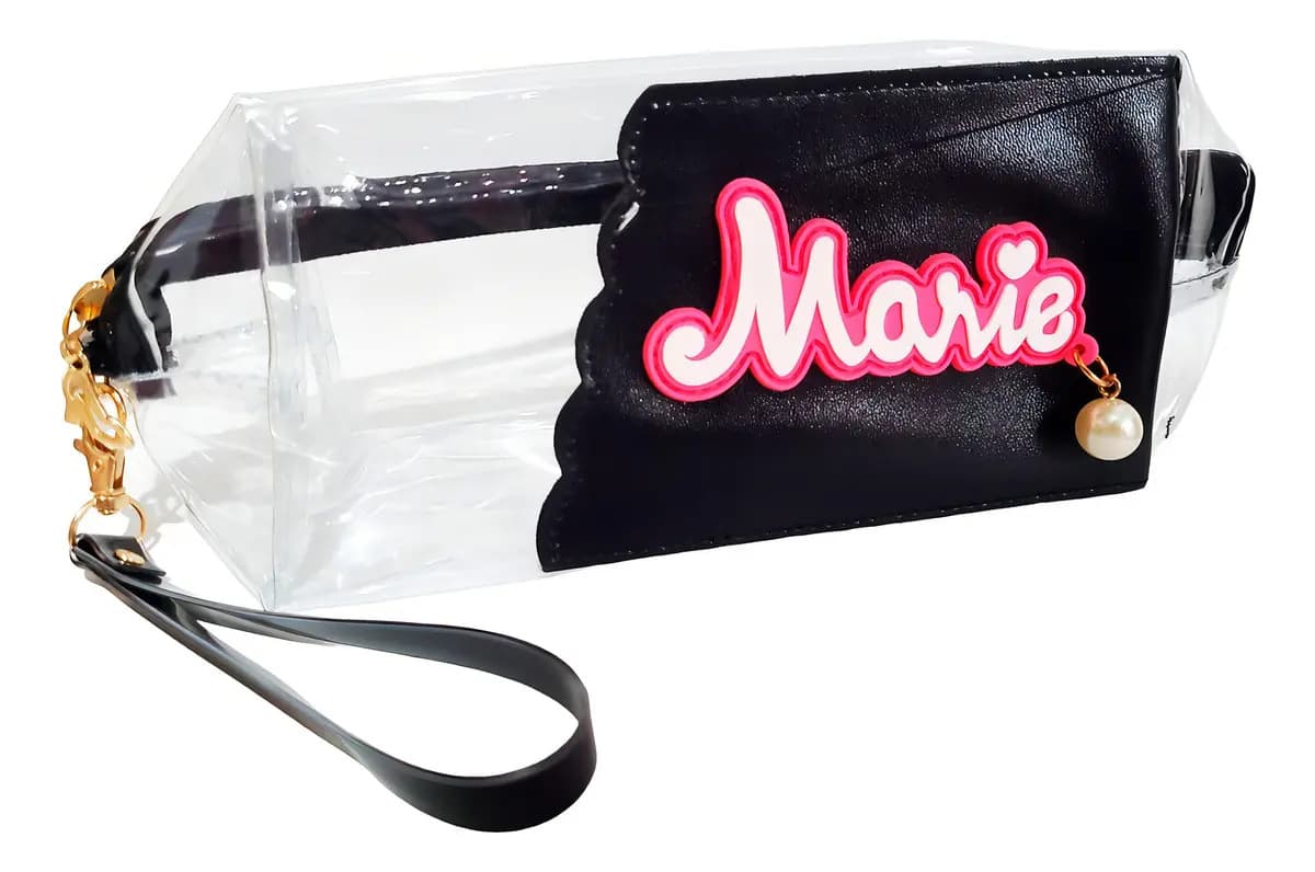 Necessaire Feminina Estampa Ziper Metalizada Transparente