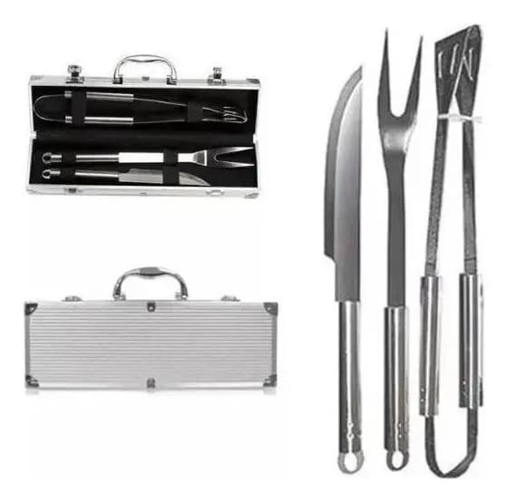 Kit Churrasco Aço Inox Maleta Em Alumínio Gourmet Presente