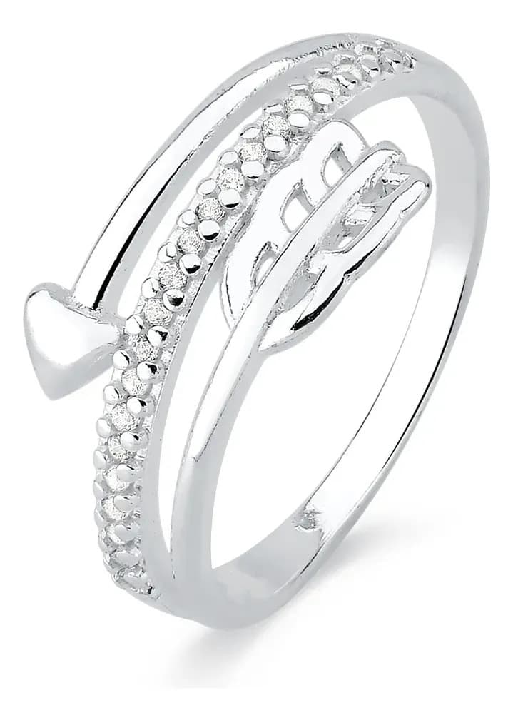 Anel Feminino De Prata 925 Flecha Com Zircônias Prata 10