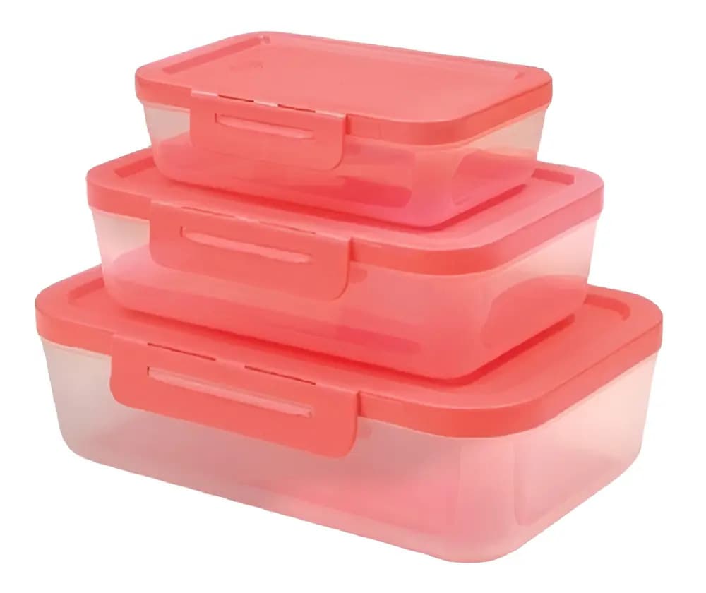 Jogo Potes Herméticos Bpa Free Com Trava Microondas Freezer