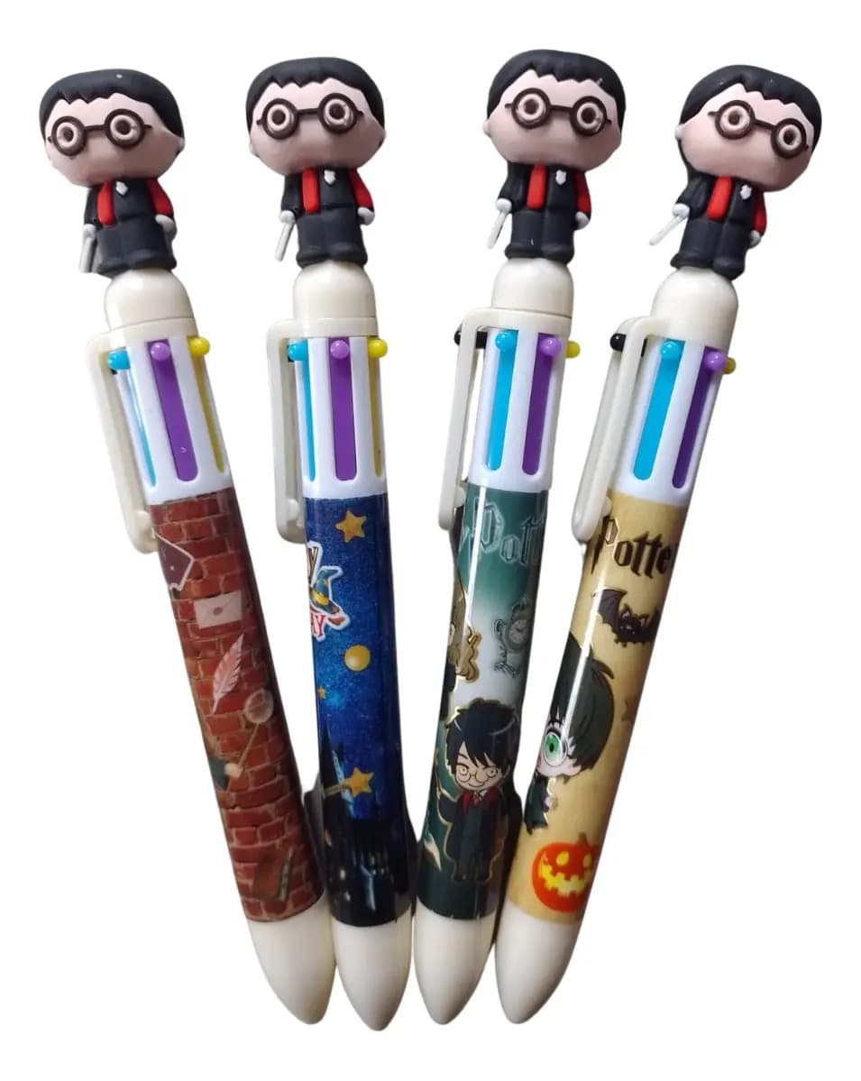 Kit Canetas Harry Potter 6 Cores Com 4 Unidades Escolar Tinta Colorida Exterior Coloridas