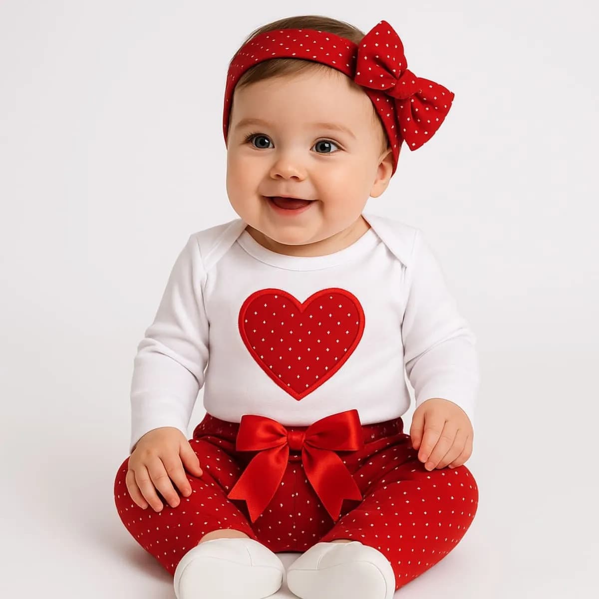 Conjunto Roupa Bebê Menina Moda Blogueira Look Estilosa Cor Vermelho Poa Estilosa Tamanho G