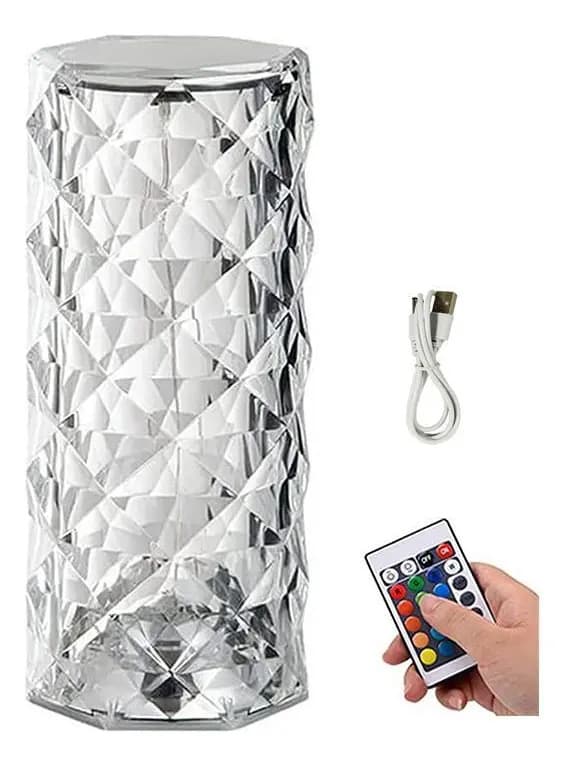 Luminária Mesa Acrílico Touch Recarregável Usb 21,5x9cm