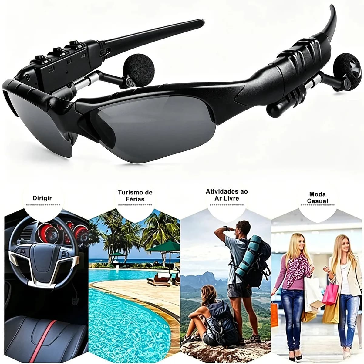 Óculos Bluetooth Óculos Dobrável Óculos Inteligentes Óculos de Sol Óculos Sol Feminino Óculos de Sol Masculino Óculos Sol Bluetooth Fone Ouvido Integrado Música Chamada Esporte Ciclismo Moto Corrida
