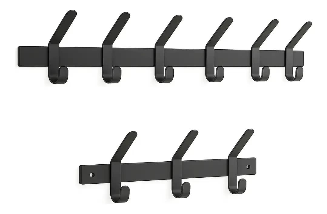 Kit Cabideiro Preto Parede 3 E 6 Ganchos Organizador Closet Preto