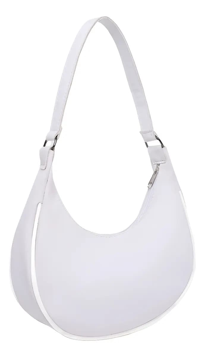 Bolsa Meia Lua Tote Feminina Sofisticada De Ombro Estilosa Cor Branco